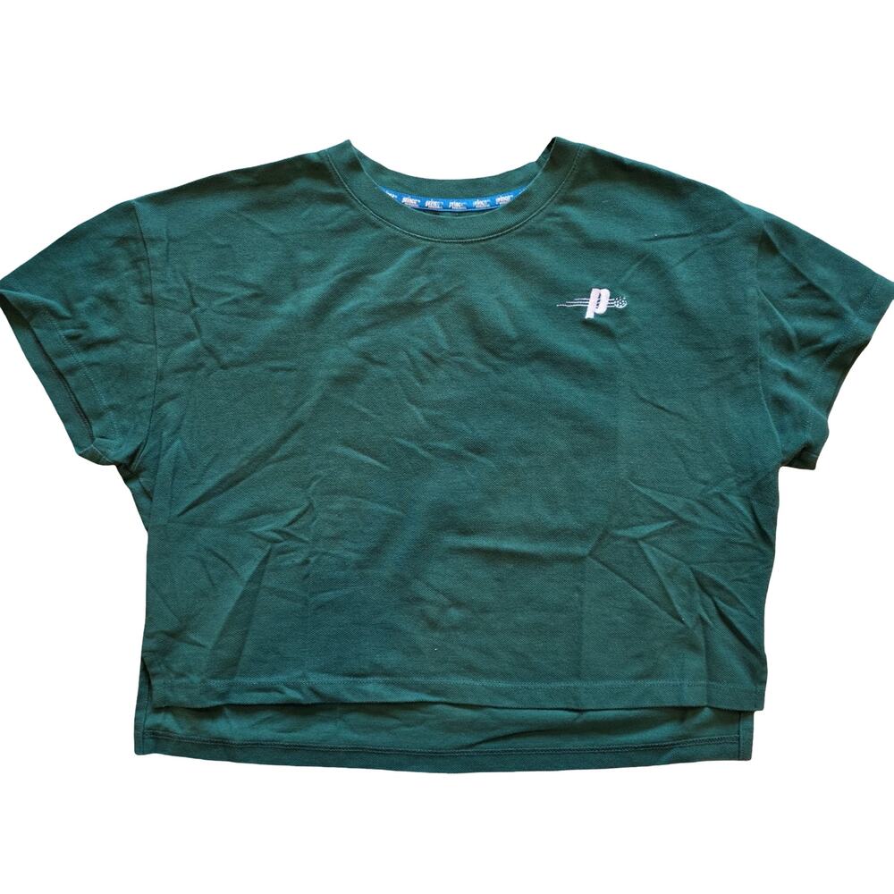 Prince Pickleball Crop Top Shirt Dark Green Waffle Knit Pique Women's‎ Medium